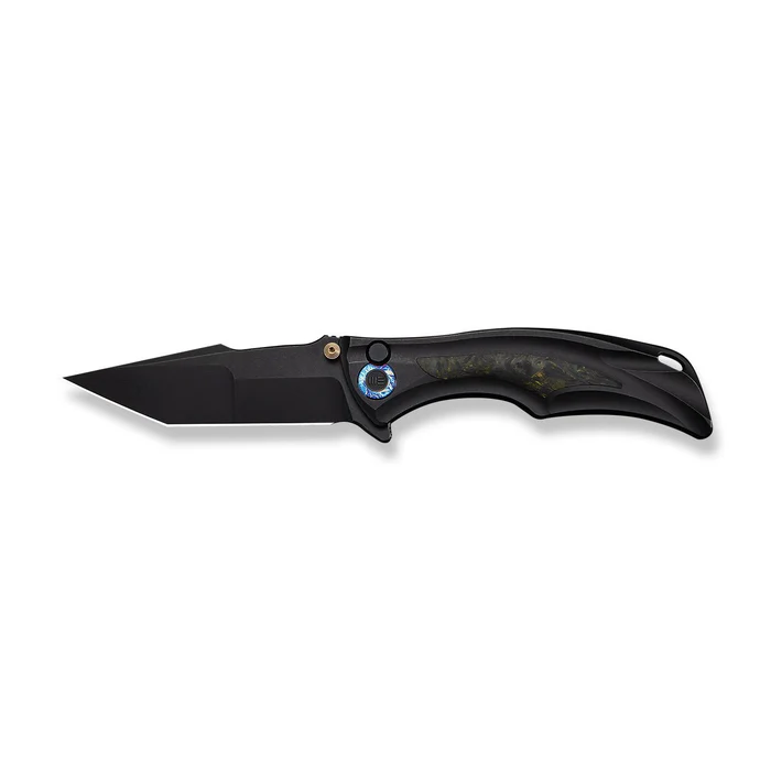 WE KNIFE Tighe Down Black Titanium Integral Handle With Black & Yellow Carbon Fiber