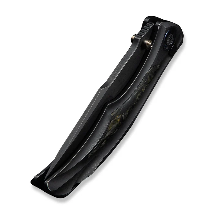 WE KNIFE Tighe Down Black Titanium Integral Handle With Black & Yellow Carbon Fiber