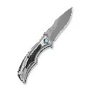 WE KNIFE Tighe Down Gray Titanium Integral Handle With Black & Blue Carbon