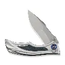 WE KNIFE Tighe Down Gray Titanium Integral Handle With Black & Blue Carbon