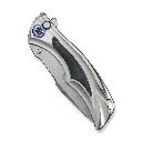 WE KNIFE Tighe Down Gray Titanium Integral Handle With Black & Blue Carbon