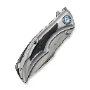WE KNIFE Tighe Down Gray Titanium Integral Handle With Black & Blue Carbon