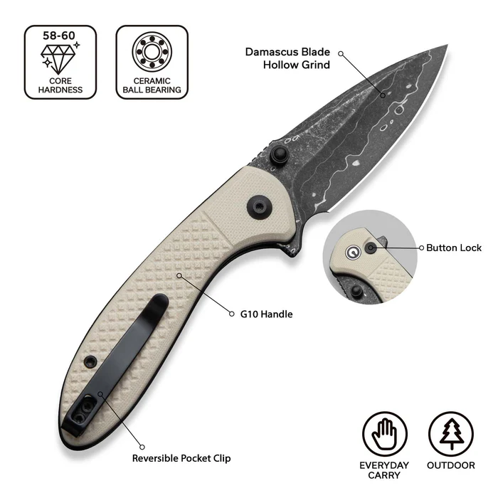 CIVIVI Faeger Ivory G10 - Damascus 