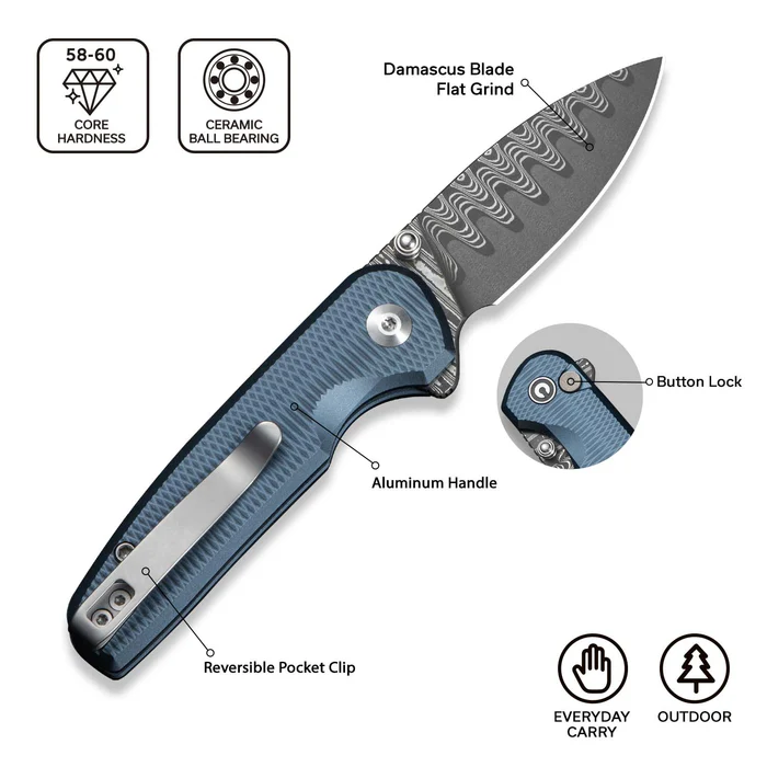 CIVIVI Mini Shakan Blue - Damascus 