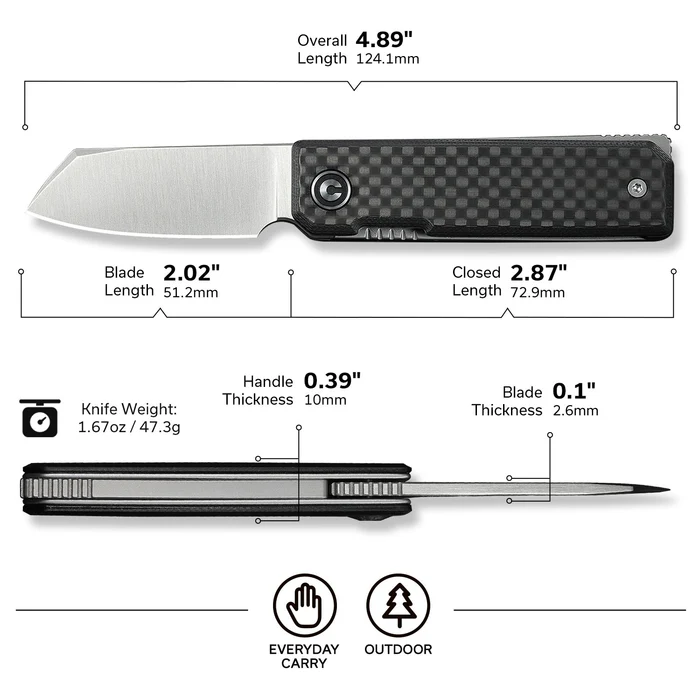 CIVIVI Kukei Front Flipper - Twill Carbon Fiber