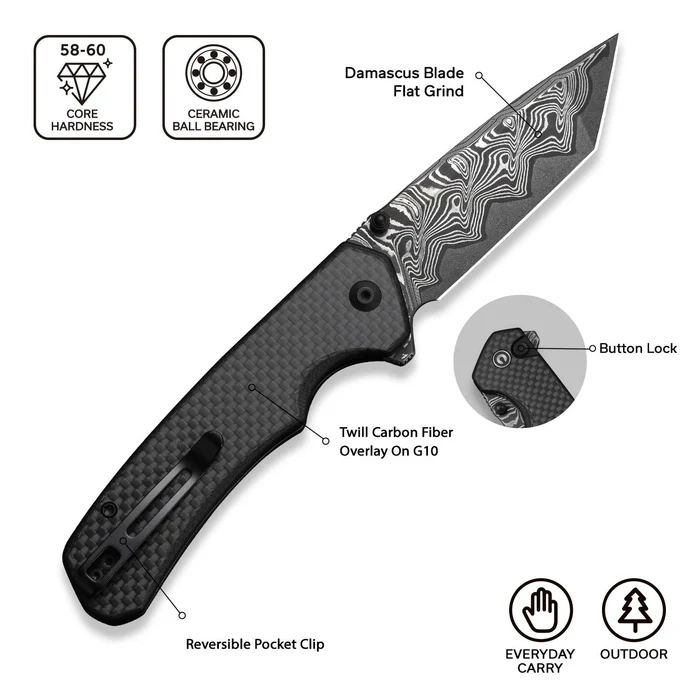 CIVIVI Brazen Carbon Fiber - Damascus 