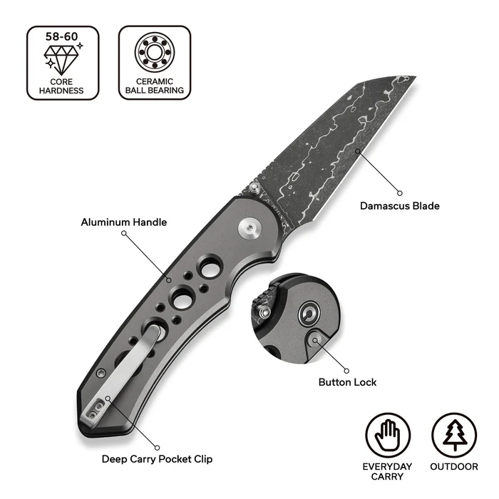 CIVIVI Pragma Prime Aluminum - Damascus 