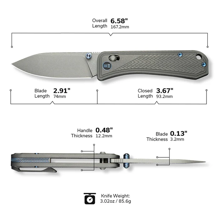 WE KNIFE Bougie Banter Thumb Stud & Crossbar Lock Knife Titanium Handle