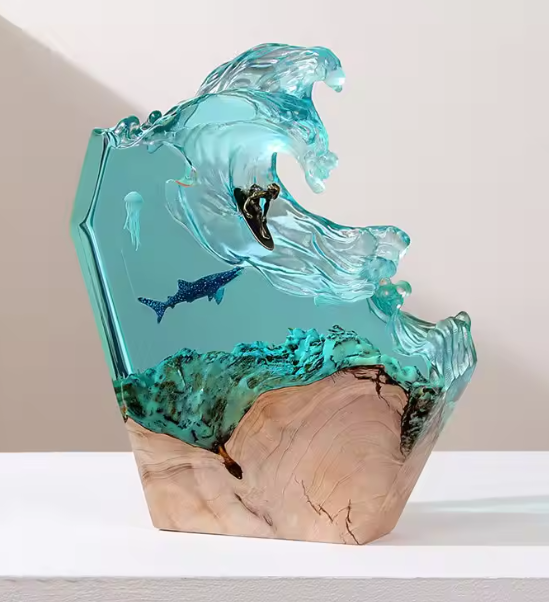Resin Humpback Whale With Diver  (copy)