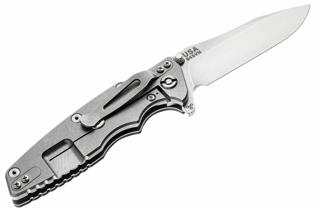 Hinderer Eklipse Spear Point S45VN - Stonewashed Titanium & Blade - Black G- 10