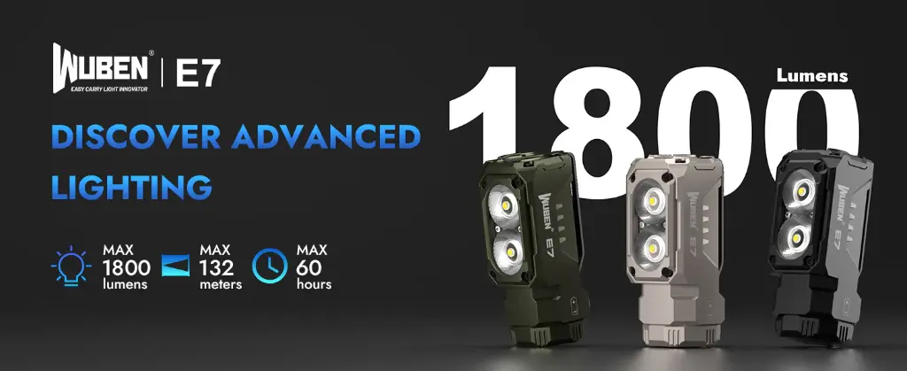 Wuben E7 Multi-functional EDC Flashlight 1800 Lumens - Army green