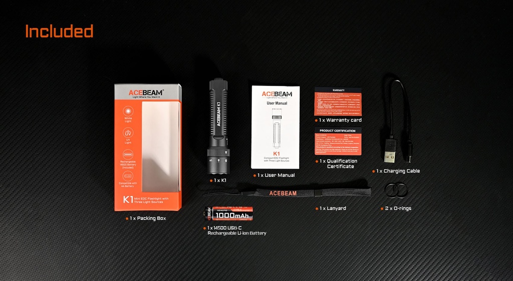 Acebeam K1 EDC Flashlight with Three Light Sources