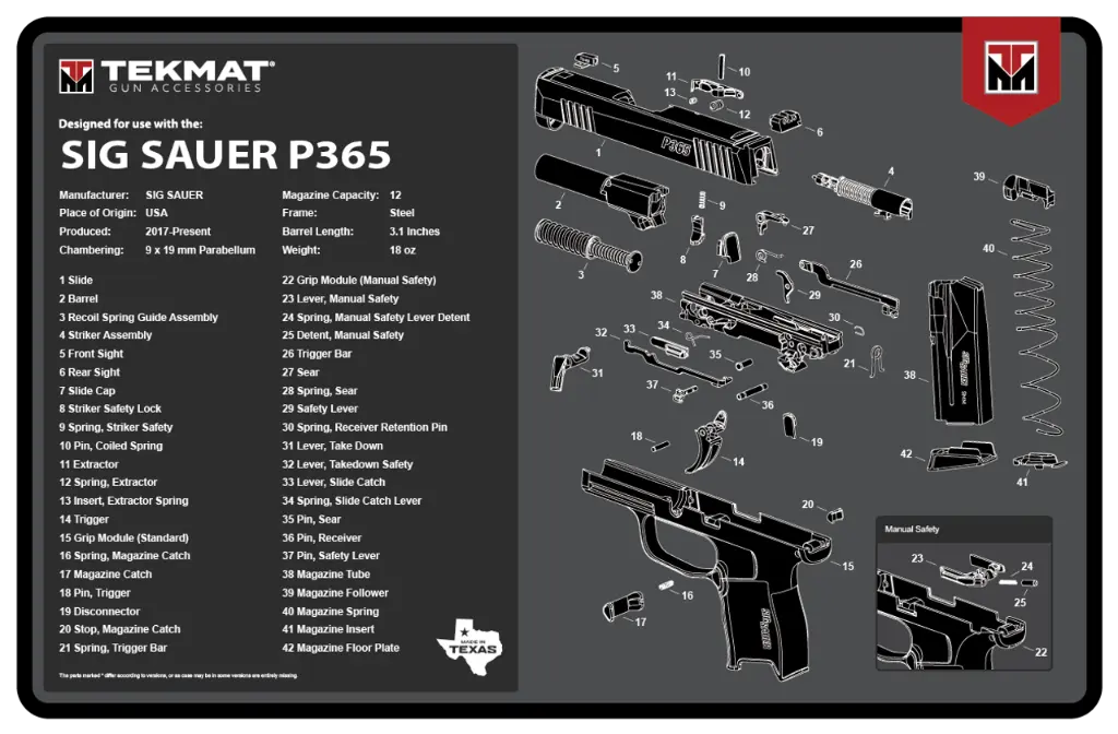 Tekmat Sig Sauer P365 - Gun Cleaning Mat 