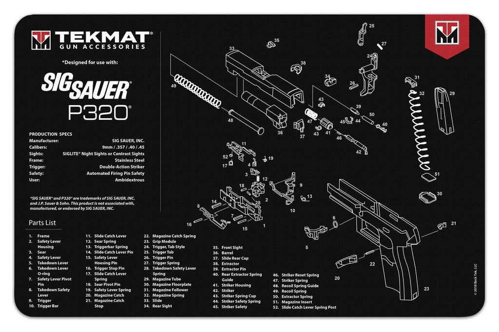Tekmat Sig Sauer P320 - Gun Cleaning Mat 