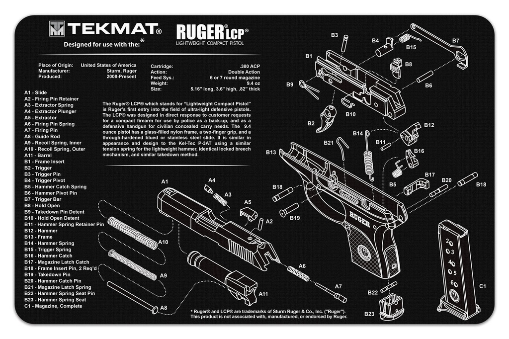 Tekmat Ruger LCP -Gun Cleaning Mat 