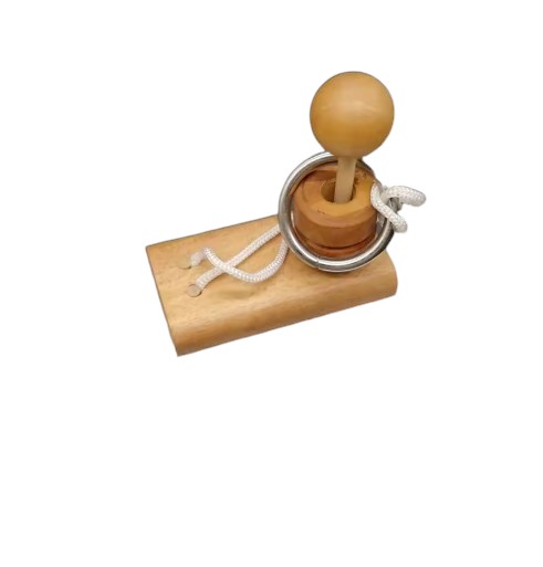 BRAIN PUZZLE Wood with rope 