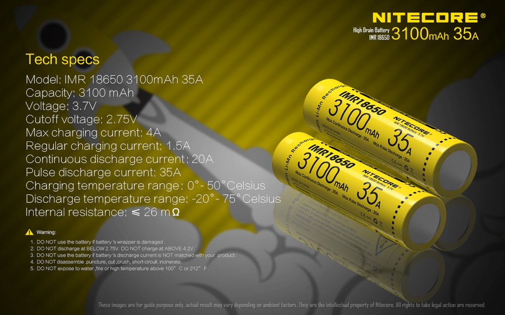 Nitecore IMR18650 Battery 3100- 35A ( 2 battery in a box )