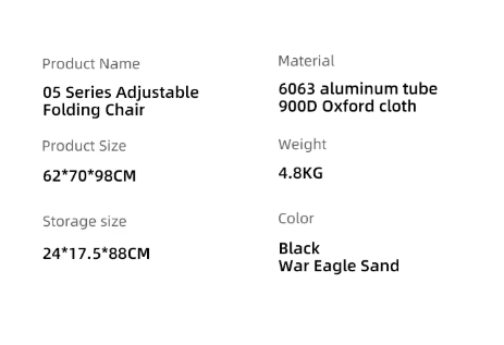 Shine trip adjustable folding chair - Black