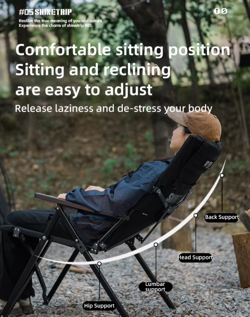 Shine trip adjustable folding chair - Black