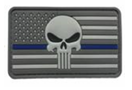 Tsno US Flag with Punisher Gray with Thin Blue  Line PVC Patch