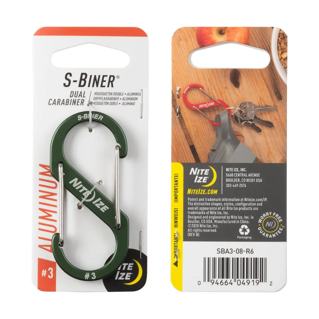 Nite Ize S-Biner® Aluminum Dual Carabiner #3 (Olive)