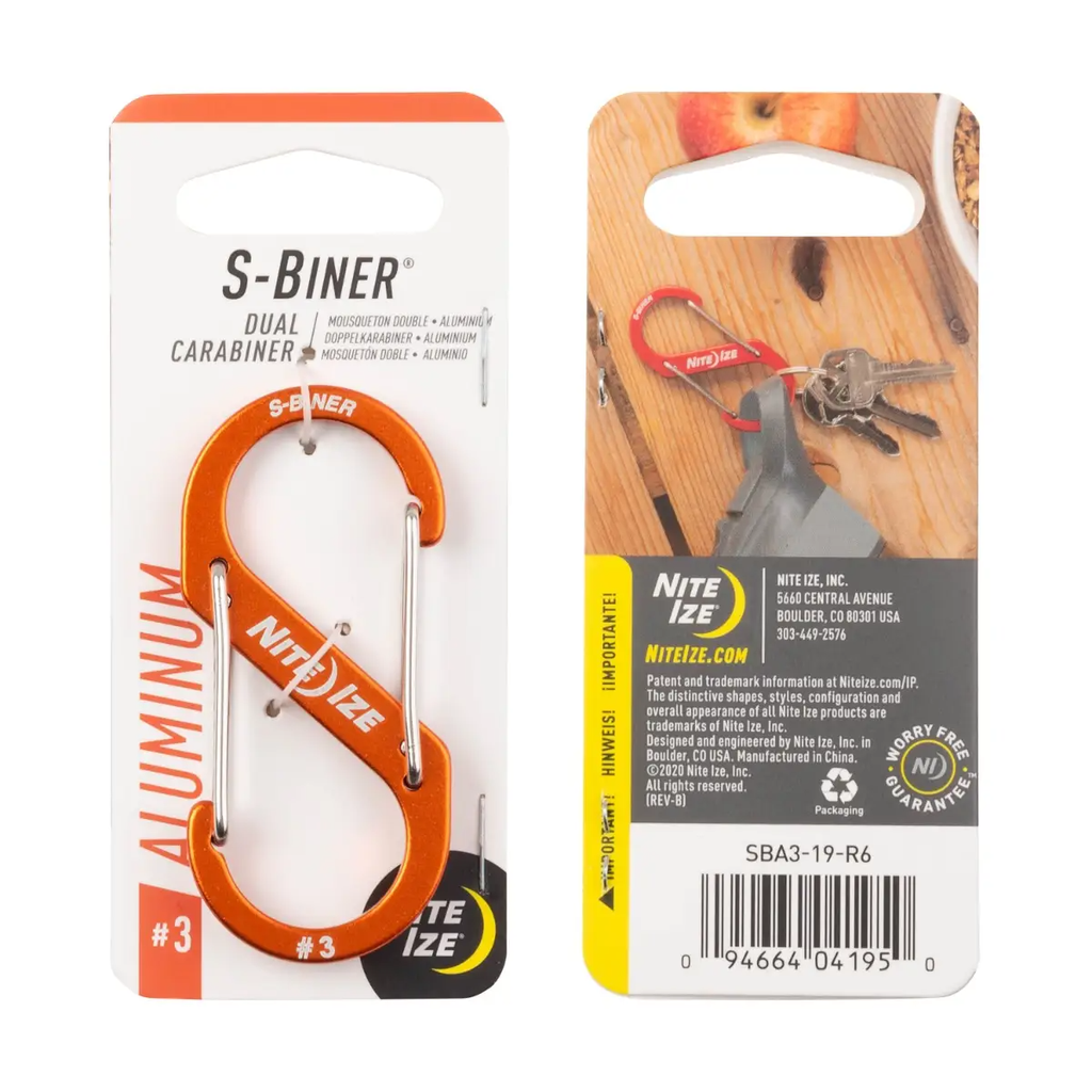 Nite Ize S-Biner® Aluminum Dual Carabiner #3 (Orange)
