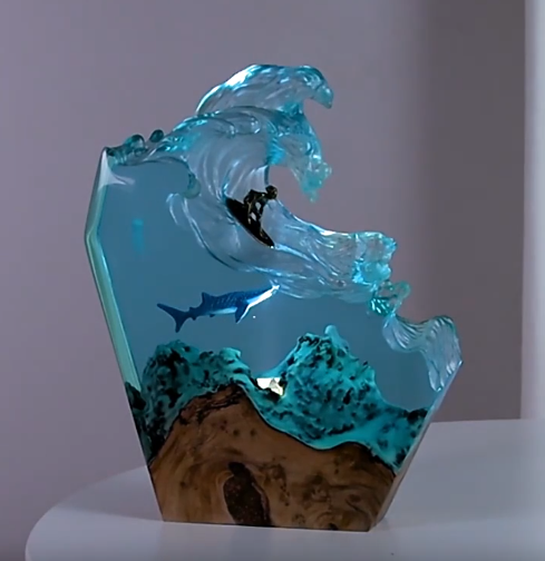 Resin LED Light Set Whale Surfer Jellyfish Night Light Home - Large
