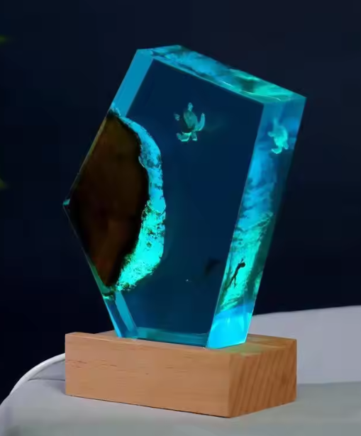 Resin LED Light Set Turtle with Diver