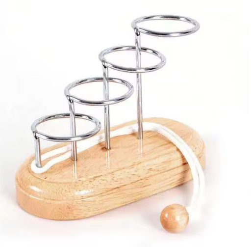 BRAIN PUZZLE Wood with rope 